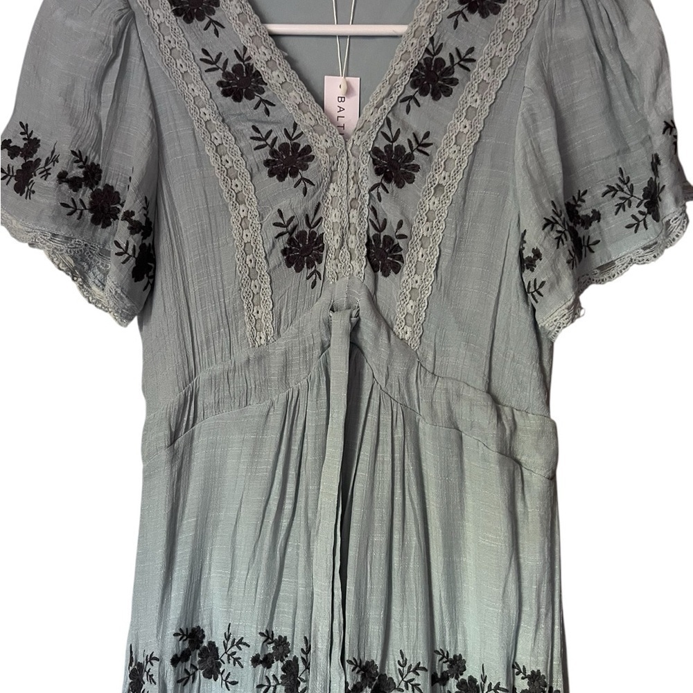 BALTIC BORN WOMEN’S DUBLIN EMBROIDERED TIERED MAXI DRESS BLUE SIZE XS NWT - Picture 12 of 15